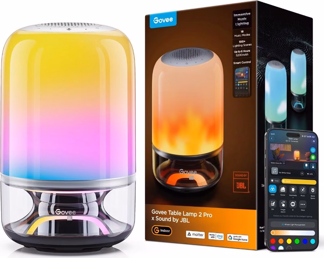 Govee Table Lamp 2 RGBW Akumulátorová lampa s reproduktorem - zvuk od JBL