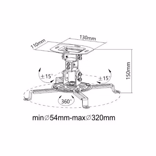 Stropný držiak projektora Brateck PRB-18F