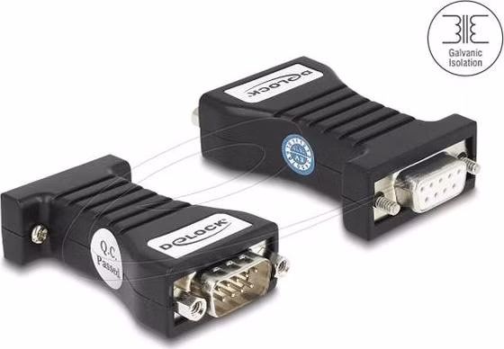 Delock Izolátor RS-232 D-Sub 9 samice na RS-232 D-Sub 9 samec TXD, RXD, DTR, DSR, GND galvanické oddělení 2,5 kV