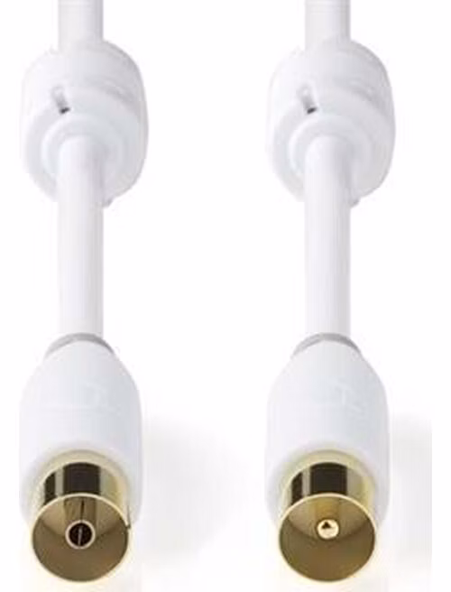 Nedis CSBW40015WT50 - Koaxiální Kabel 100 dB | IEC (Koaxiální) Zástrčka - IEC (Koaxiální) Zásuvka | 5 m | Bílá barva