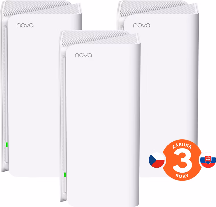 Tenda Nova MX15 Pro (3-pack) WiFi 6 AX5400 Mesh Gigabit systém, 9x GLAN/GWAN, WPA3, VPN, SK app
