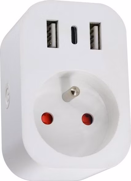 IMMAX NEO LITE SMART chytrá vnitřní zásuvka/ s kolíkem (typ E)/ Wi-Fi/  2x USB, 1x USB-C/ LIDL/ TUYA