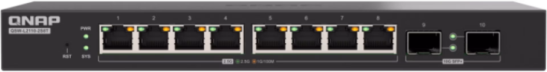 QNAP switch QSW-L2110-10T (8x 2,5GbE port, 2x 10GbE port, Lite Managed)