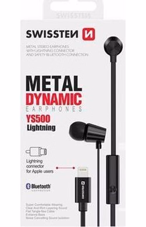 SWISSTEN SLUCHÁTKA EARBUDS DYNAMIC LIGHTNING YS500 ČERNÝ