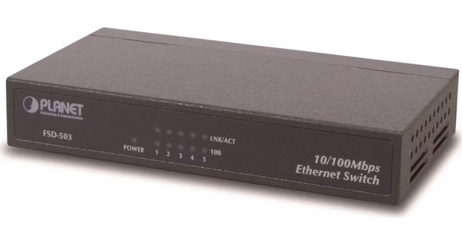 Planet FSD-503 switch 5x 10/100Base-TX, 10", kov, fanless