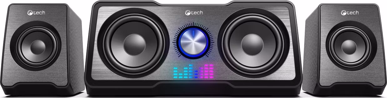 C-TECH reproduktory SPK-16, 2.2, 16W,  RGB podsvícení, 3,5mm jack, USB napájení, černé