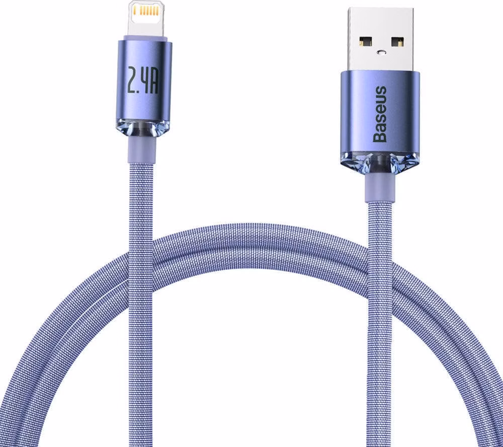 Baseus CAJY000005 Crystal Shine Series Dátový Kábel USB - Lightning 20W 1,2m Purple