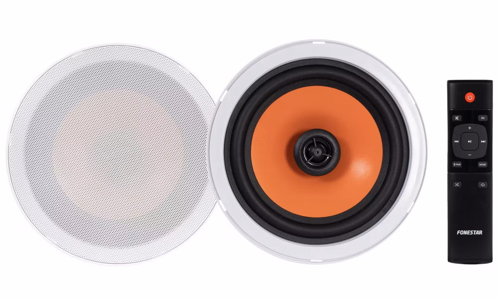 Fonestar Stropní BT stereo set 2×20 W, Class D v repro, 6" koax, dálkové ovládání, 12 V DC, otvor 170 mm, bílý