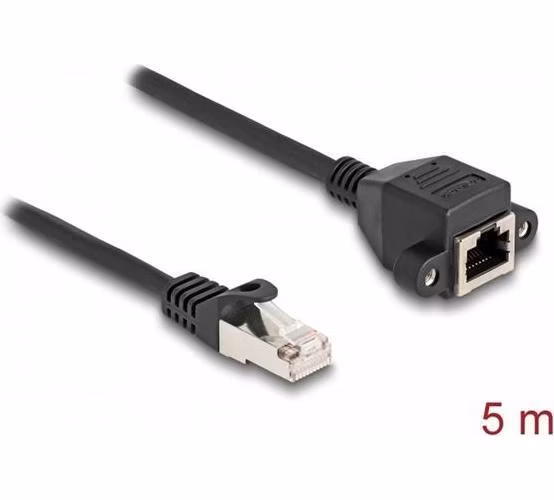 Delock Prodlužovací kabel RJ50 ze zástrčky na zásuvku, S/FTP, 5 m, černý