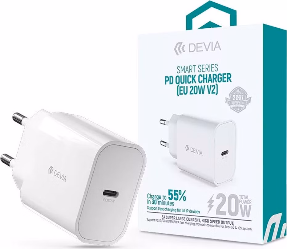 Devia sieťová nabíjačka Smart Series PD Quick Charger 20W - White