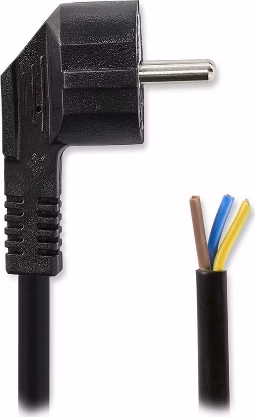 NEDIS napájecí kabel/ zástrčka Typ F/ úhlový - přímý/ poniklovaný/ černý/ bulk/ 1,8m