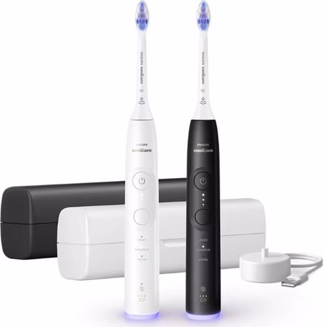 Philips Sonicare 6500 Gentle clean sada elektrických zubních kartáčků, 2 kusy, černá a bílá