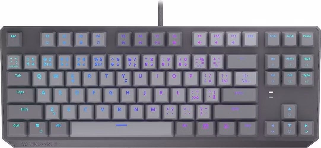 Endorfy Thock V2 TKL Klávesnice, herní, drátová, mechanická, Endorfy Red,CZ/SK layout, TKL, ARGB, hliníková konstrukce, USB, šedá