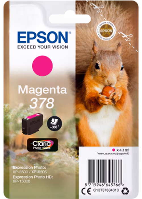 Epson Singlepack Magenta 378 Claria Photo HD Ink