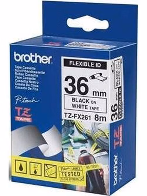 Brother - TZe-FX261, bílá / černá, 36 mm, s flexibilní páskou