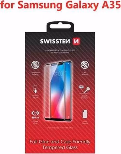 SWISSTEN SKLO FULL GLUE, COLOR FRAME, CASE FRIENDLY PRO SAMSUNG GALAXY A35 ČERNÉ
