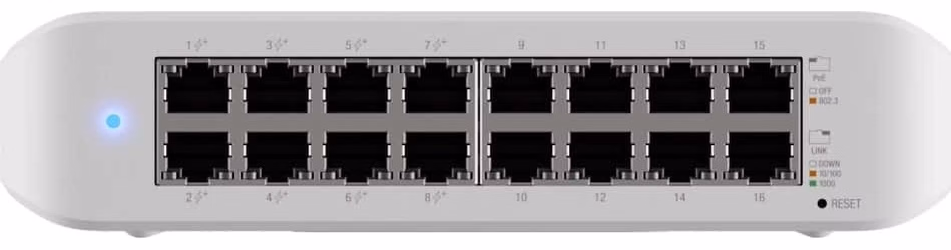UBNT UniFi Switch USW-Lite-16-PoE [16xGigabit, 8x PoE out 45W, 802.3at/af, 16Gbps]