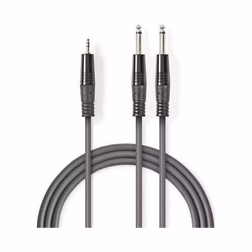 Nedis COTH23200GY50 - Stereofonní Audio Kabel | 2x 6,35mm Zástrčka – 3,5mm Zástrčka | 5 m | Šedá barva