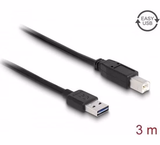 Delock Kabel EASY-USB 2.0 Typ-A samec > USB 2.0 Typ-B samec 3 m černý