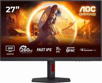 AOC LCD herní Q27G4ZR 27" IPS/2560x1440@260Hz/0,3ms/400cd/2xHDMI/DP/Repro/Pivot/HAS/VESA