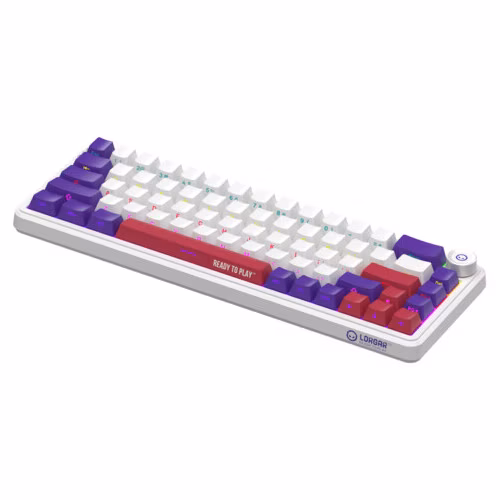 Lorgar KBA41MWH, mechanická herná klávesnica, 66 klávesov, Toxic Purple Switch, Hot-Swap, RGB, USB-C