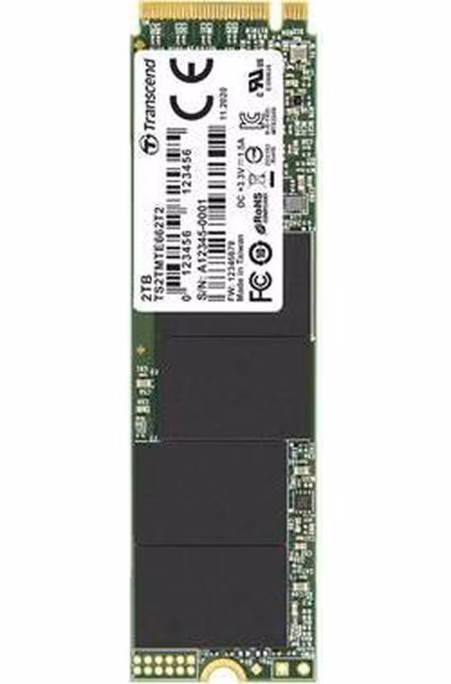 TRANSCEND MTE662T2 2TB 3K P/E SSD disk M.2 2280, PCIe Gen3 x4 NVMe 1.3 (3D TLC), 3500MB/s R, 2700MB/s W, tray balení
