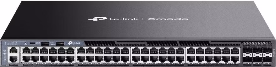 TP-Link SG6654X Omada 48-Port Gigabitový Stackable L3 Switch, 48 gigabitových RJ45 portů a 6× 10 Gbps SFP+ slotů