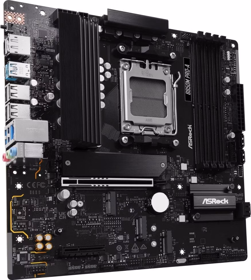 ASRock B850M Pro-A / AMD B850 / AM5 / 4x DDR5 DIMM / 3x M.2 / HDMI / DP / USB-C / mATX