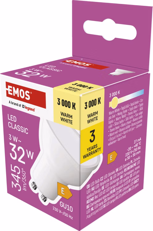 LED CLS MR16 3W(32W) 345lm GU10 WW