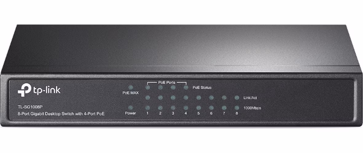 8-Port Gigabit Desktop Switch with 4-Port PoE+ PORT: 4× Gigabit PoE+ Ports, 4× Gigabit Non-PoE Ports SPEC: 802.3af/at,