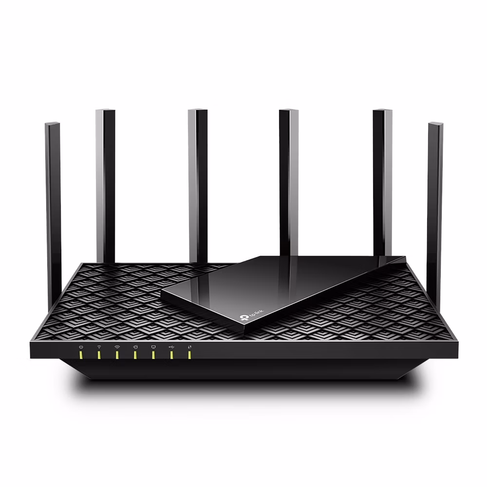 AX5400 Dual-Band Wi-Fi 6 Router SPEED: 574 Mbps at 2.4 GHz + 4804 Mbps at 5 GHz SPEC: 6× Antennas, Broadcom 1.5 GHz Trip