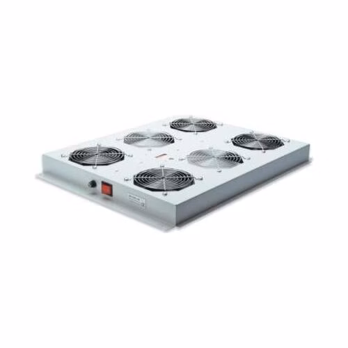 Roof cooling unit for DIGITUS server cabinets, 4 Fans, Switch, Thermostat, 552m3 air circ./h Color grey RAL 7035