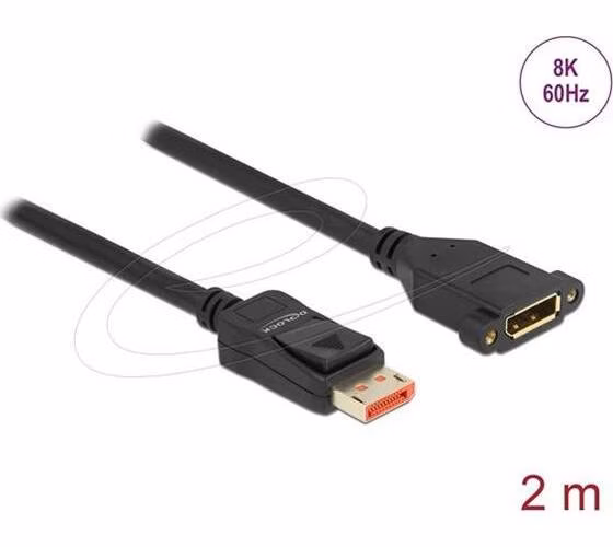 Delock DisplayPort prodlužovací kabel montážní panel 8K 60 Hz 2 m