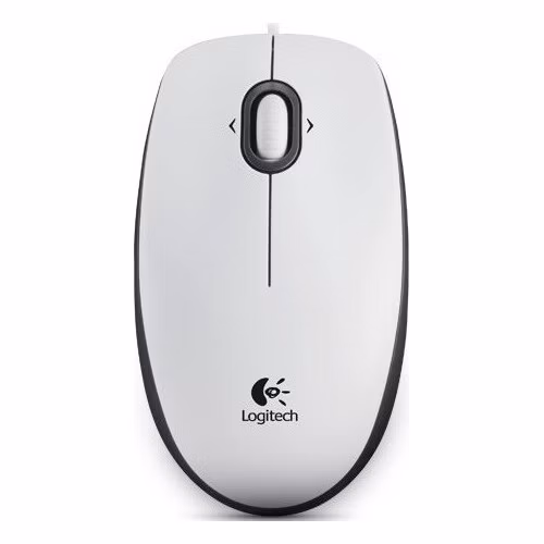 Logitech B100/Kancelářská/Optická/800 DPI/Drátová USB/Bílá