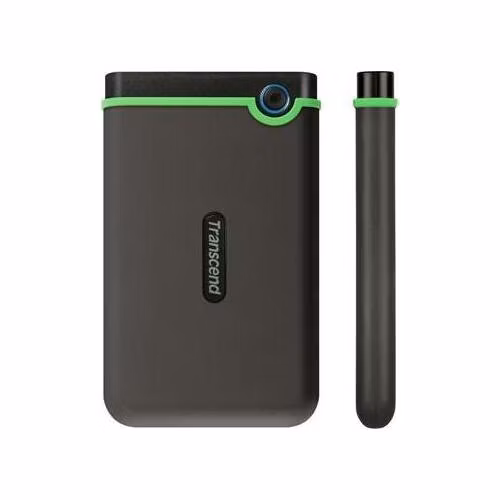 TRANSCEND 2TB StoreJet 25M3S SLIM, 2.5”, USB 3.0 (3.1 Gen 1) Externí Anti-Shock disk, tenký profil, šedo/zelený