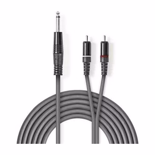 Nedis COTH23300GY30 - Stereofonní Audio Kabel | 6,35mm Zástrčka – 2x RCA Zástrčka | 3 m | Šedá barva