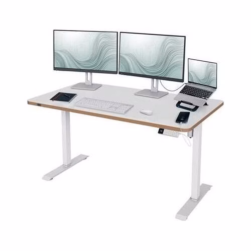 LEITZ Výškově nastavitelný elektrický ergonomický stůl Ergo bílý 140x80 cm - deska 67740001