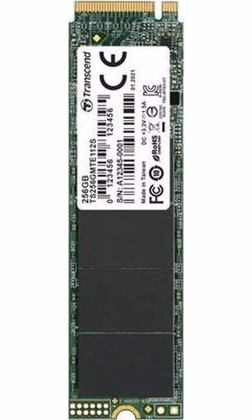 TRANSCEND MTE112S 256GB SSD disk M.2 2280, PCIe Gen3 x4 NVMe 1.3 (3D TLC), single sided, 1600MB/s R, 800MB/s W