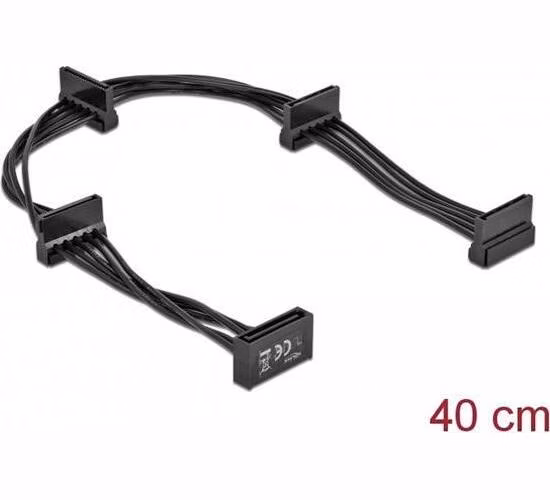 Delock Napájecí kabel SATA 15 pin samec > 4 x SATA 15 pin samice 40 cm černý
