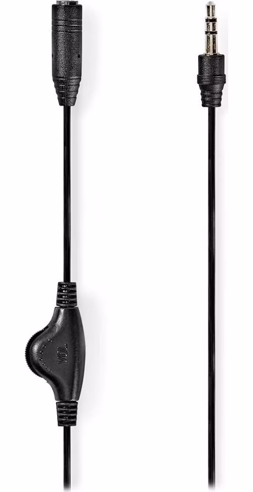 NEDIS kabel stereo audio/ 3,5 mm jack zástrčka - 3,5 mm jack zásuvka/ černý/ bulk/ 1m