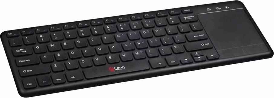 C-TECH klávesnice WLTK-01, bezdrátová klávesnice s touchpadem, černá, USB