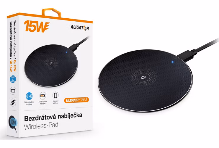 ALIGATOR bezdrôtová nabíjačka Aligator Pad 15W čierna
