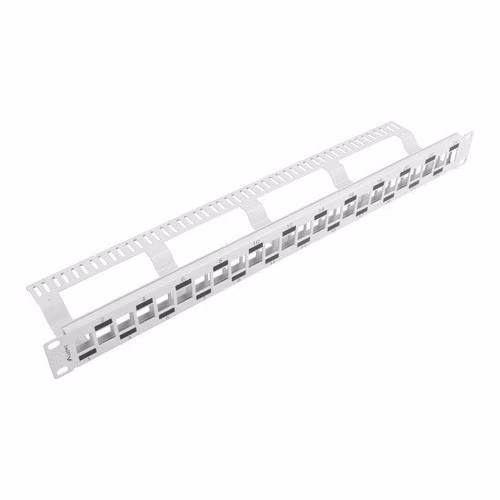 PATCH PANEL 24 PORTOV 1U STRIEDAVÝ S ORGANIZÉROM PRE MODULY KEYSTONE ŠEDÝ LANBERG