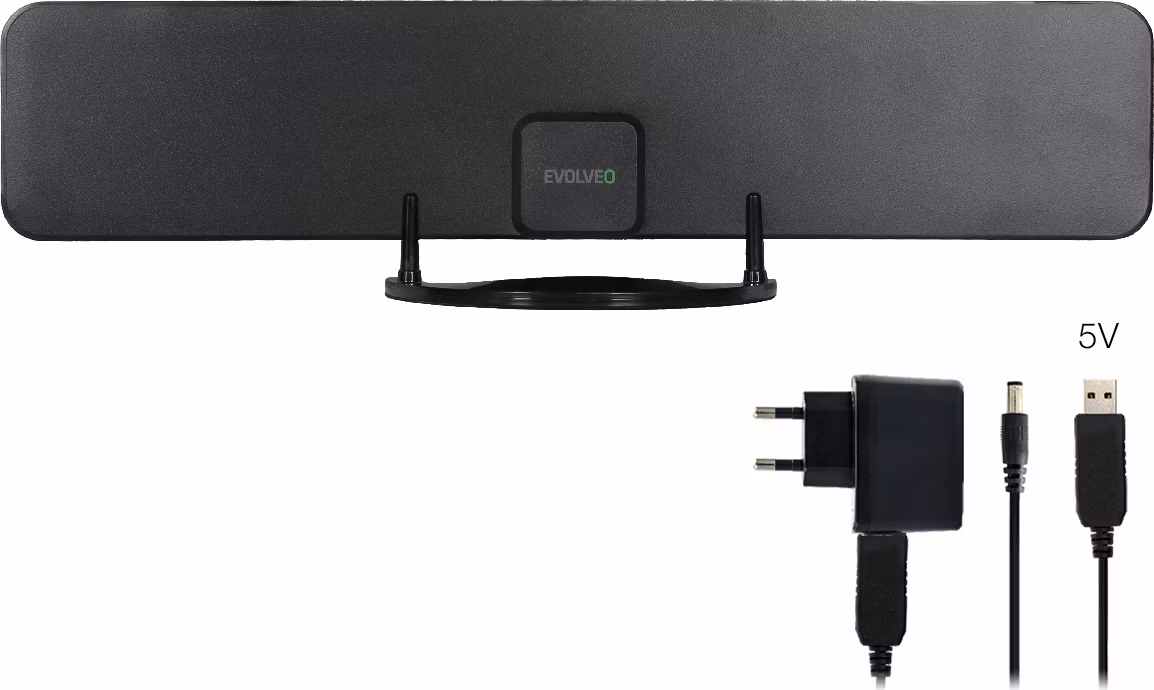 EVOLVEO Xany 2B, 230/5V, aktivní pokojová anténa FM/DAB+/DVB-T2, filtr LTE,4G,5G