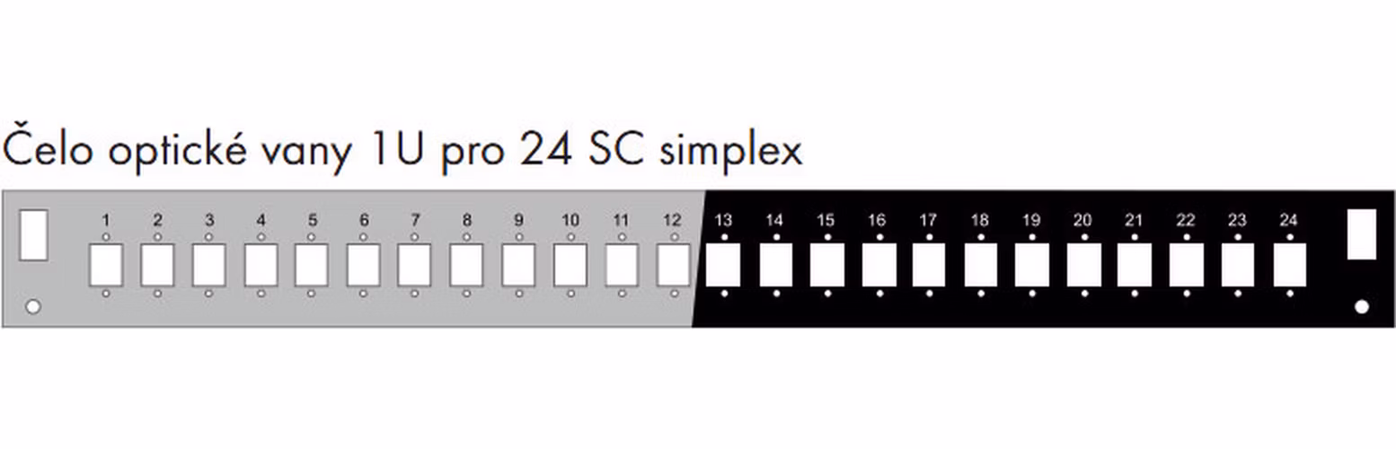 Čelo optickej vane 1U pre 24 SC simplex BK