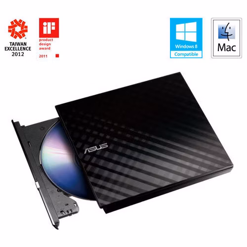 ASUS DVD Writer SDRW-08D2S-U LITE/BLACK, externá štíhla DVD-RW, čierna, USB