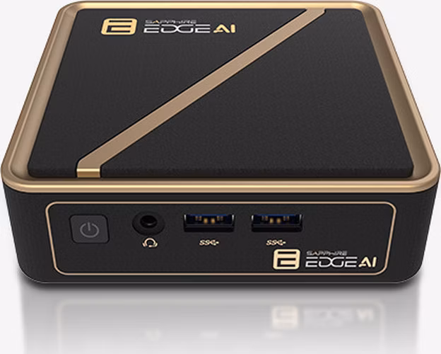 SAPPHIRE EDGE AI 350 BAREBONE / Ryzen AI 7 350 / 2x DDR5 SO-DIMM / M.2 / Wi-Fi / HDMI / USB-C / 120W adaptér