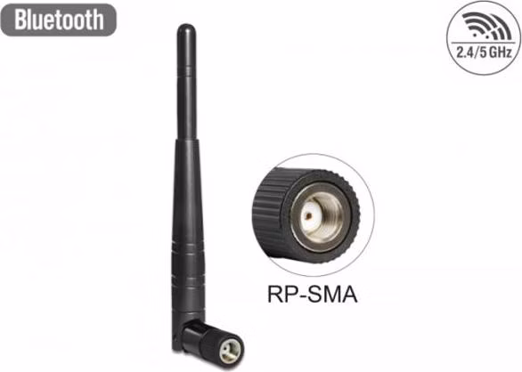 Delock WLAN 802.11 ac/a/h/b/g/n anténa RP-SMA samec 3 dBi všesměrová s otočným kloubem černá