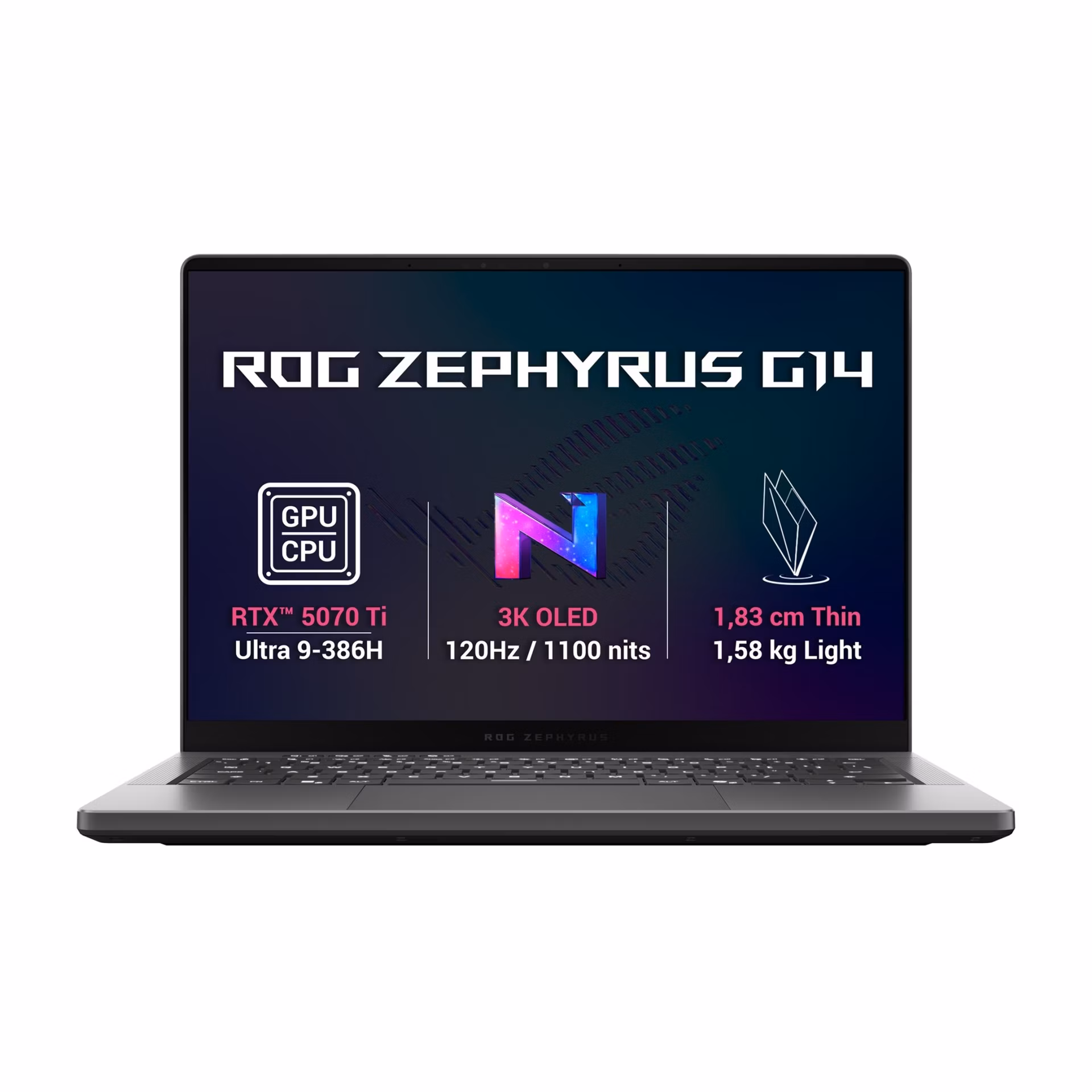 ASUS ROG Zephyrus G14/GU405AR-SY030WZ/U9-386H/14"/2880x1800/64GB/1TB/RTX 5070Ti/W11H/Gray/2R