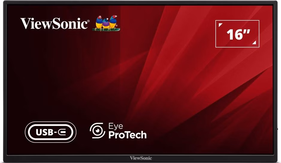 ViewSonic VA1650 16" 16:9  1920 x 1080 SuperClear® IPS přenosný monitor, HDMI,2 USB type C, ochranný obal